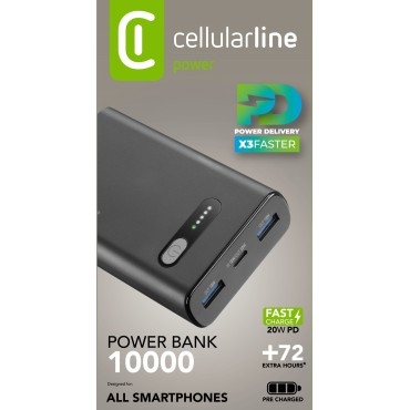 CELLULARLINE PD 20W HIZLI ŞARJ 10.000 MAH POWERBANK SiYAH