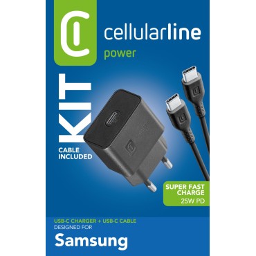 CELLULARLINE SAMSUNG SUPER FAST CHARGE PD 25W ŞARJ KİTİ ADAPTÖR+ KABLO
