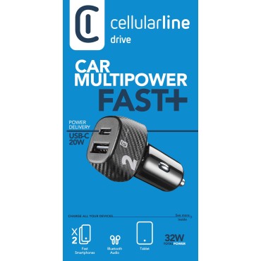 CELLULARLINE ARAÇ ŞARJI 2 PORTS 32W SİYAH