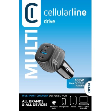 CELLULARLINE 65W + 20W + 18W QC TOPLAM 103W 3 PORTLU ARAÇ ŞARJI