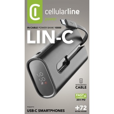 CELLULARLINE LCD EKRANLI ENTEGRE TYPE-C KABLOLU ( INPUT+ OUTPUT) 10.000 MAH 