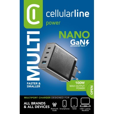 CELLULARLINE 100W NANO GAN 4 PORT DUVAR ŞARJ ADAPTÖRÜ