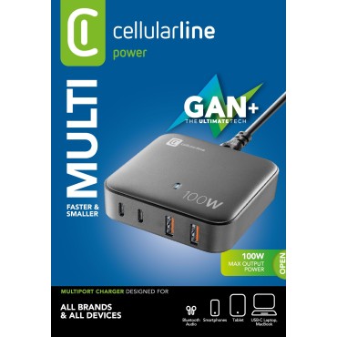 MULTIPOWER SARJ CİHAZI 4 PORTLU GAN 100W SİYAH