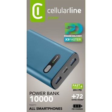 CELLULARLINE ELITE DİJİTAL EKRANLI PD 20W HIZLI ŞARJ 20.000 MAH POWERBANK SİYAH