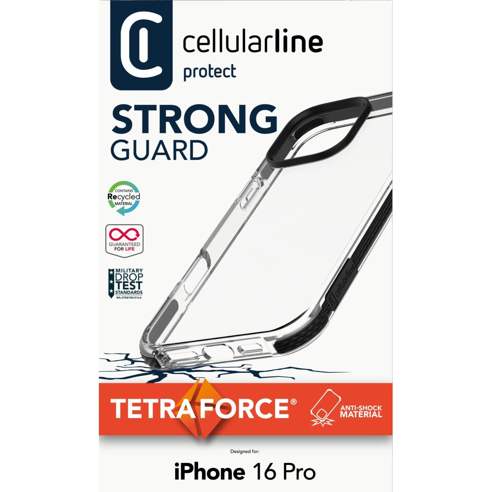 CELLULARLINE IPHONE 16 PRO TETRAFORCE ULTRA KORUMA ŞEFFAF KILIF