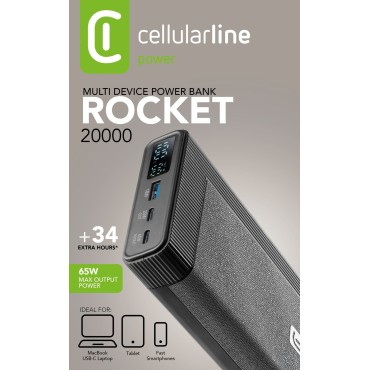 CELLULARLINE ROCKET LCD EKRANLI 65W + 20W + 18W QC 3 PORTLU 20.000 MAH LAPTOP PO