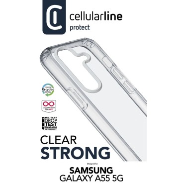 CELLULARLINE SAMSUNG A55 CLEARDUO ANTI-BAKTERiYEL SERT ŞEFFAF KILIF
