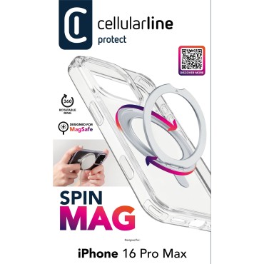 CELLULARLINE IPHONE 16 PRO MAX SPIN STAND VE YÜZÜK ÖZELLİKLİ MAGSAFE ŞEFFAF KILIF