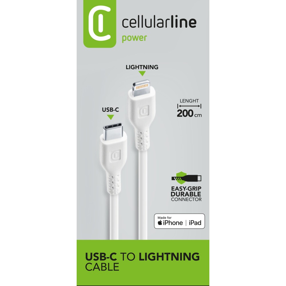Cellularline Kablo Usb-C - Apple Lightning 200 cm-Beyaz