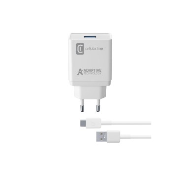 Cellularline Type-C Seyahat Şarjı 15W (Kablo+Adaptör)