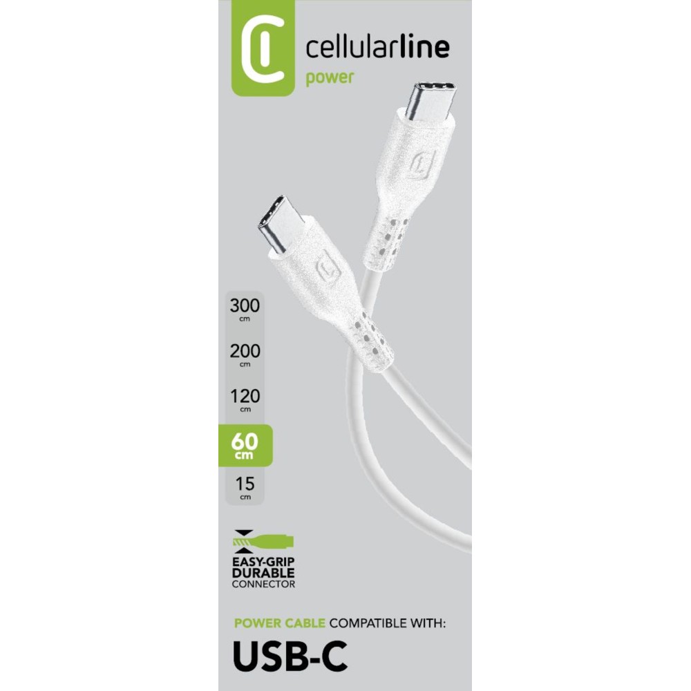 CELLULARLINE 60 CM USB-C TO USB-C DATA KABLOSU-BEYAZ