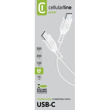 CELLULARLINE 60 CM USB-C TO USB-C DATA KABLOSU-BEYAZ