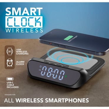CELLULARLINE KABLOSUZ ŞARJ ÖZELLİKLİ MASA ÜSTÜ SAAT VE ALARM