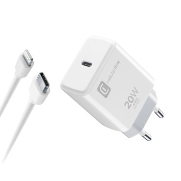 Cellularline 20W Şarj Kiti (Kablo+ Şarj Adaptörü)